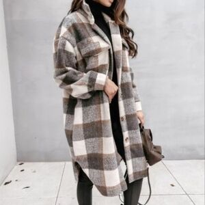New ONELEVEN LONG PLAID FLANNEL JACKET SHACKET M